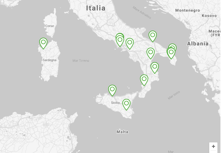 Nella mappa, i 14 beni selezionati